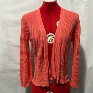 Cynthia Rowley Coral Linen Cardigan Sweater SM465